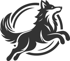 Silhouette of a wolf black vector animal