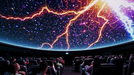 Immersive experience in a planetarium showcasing cosmic phenomena and stunning visuals in a dome theater