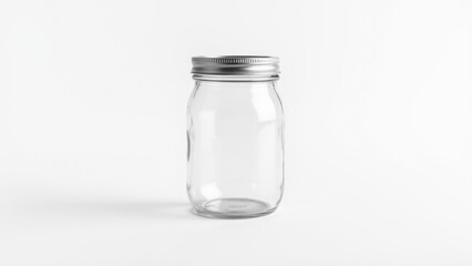 Empty Glass Canning Jar With Lid