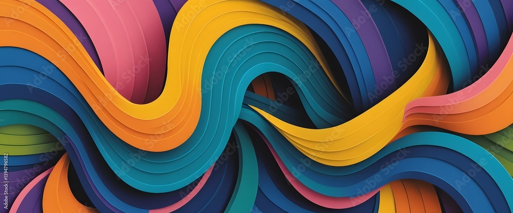 Leinwandbilder abstract curvy lines background, vibrant and playful design. flowing multicolor illustration. dynami