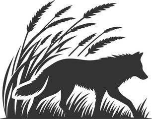 Silhouette of a wolf black vector animal
