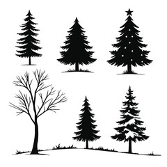 Obraz premium “Tree Silhouettes: Nature’s Shadows in Minimalist Beauty”