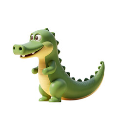 Fototapeta premium Full Body Crocodile 3D Render Icon Design with Cute Cartoon Style Green Reptile Animal Illustration