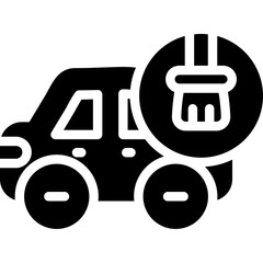 Car with a brush and soap Glyph Icon