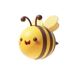 Obraz premium 3D Bee Render Cute Cartoon Style Icon Design with Yellow and Brown Colors Transparent Background