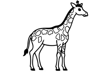 Giraffe vector line art black design and white background
