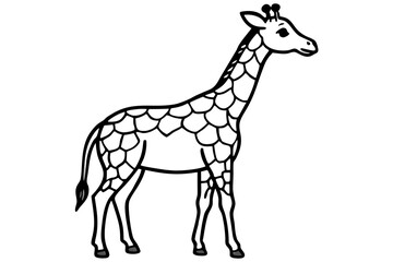 Giraffe vector line art black design and white background