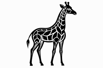 Giraffe vector line art black design and white background
