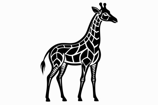 recommend clip art: Giraffe vector line art black design and white background