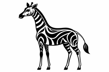 Giraffe vector line art black design and white background