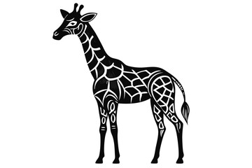 Fototapeta premium Giraffe vector line art black design and white background