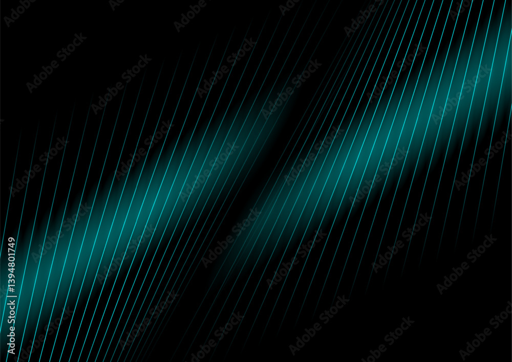 Poster Dark blue minimal lines abstract glowing futuristic tech background. Vector digital art rays design