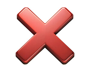 Shiny Red X Sign on Black Surface