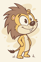 Bright lion character with expressive eyes and perky smile to attract attention in vector illustrations
