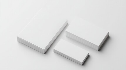Three stacks of blank business cards