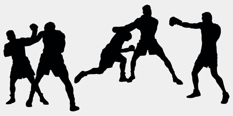 Silhouettes, Boxer Men Silhouettes, Athletic, Collection, EPS 10, Sport Silhouette, Martial Arts, Isolated, Lifestyle, Vector illustration