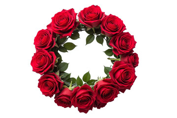 wreath of red roses on a white background © Mingqing
