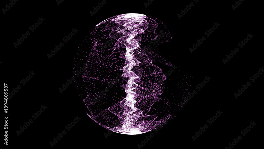 Aufkleber technology pink sphere with connecting dots and lines. digital abstract network structure. 3d render