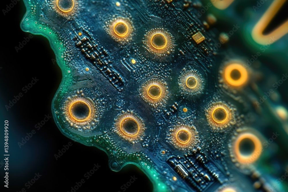 Leinwandbilder close-up view of a circuit board's intricate design, showcasing its complex pathways and connections