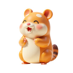 Naklejka premium Hamster Full Body Orange Cute Cartoon 3D Render Icon Illustration with Happy Expression Style