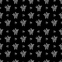 Graffiti Crown Black White Gold Color Seamless Pattern Design Head Accessories