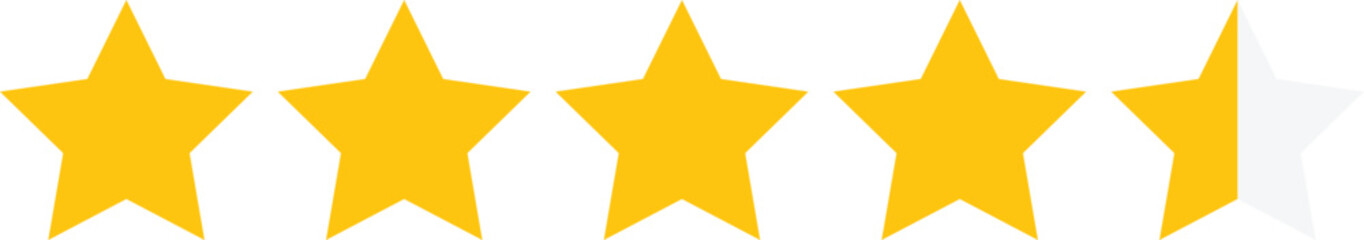 Five Star Rating Icon Vector &ndash; Flat Yellow Stars for Customer Reviews, Feedback & Product Ratings