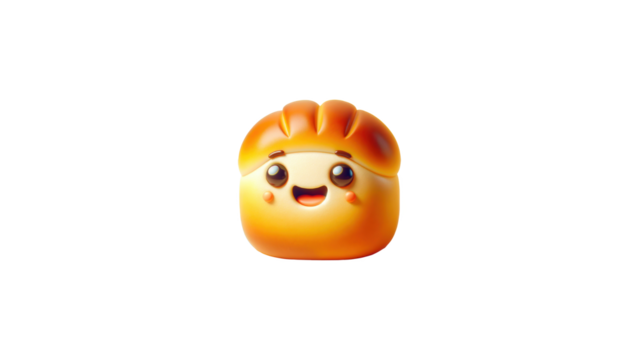 A cheerful bread bun character, ideal for food-themed or bakery designs.