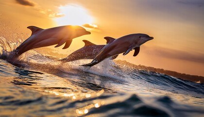 dolphins diving in river