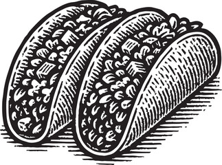 Tacos Mexican food drawing vector illustration