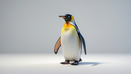 Fototapeta premium Tiny penguin featuring a yellow neck isolated on a white backdrop