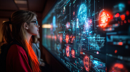 A conference room in the future where all participants are realistic moving holograms.
