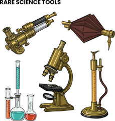 Vintage Science Tools and Laboratory Equipment Illustration