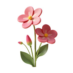 Naklejka premium Iris Flowers Pink Petals with Yellow Center 3D Render Icon Illustration Cute Cartoon Style