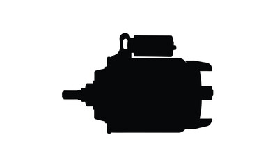 Engine starter motor icon silhouette, Vector Illustration of an Engine Starter Motor Silhouette  