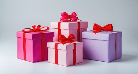 Fototapeta premium Isolated gift boxes and presents on a white background.