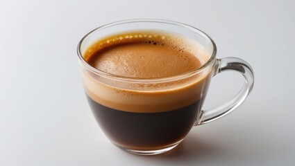 Fototapeta premium Isolated glass cup filled with espresso coffee on a white backdrop