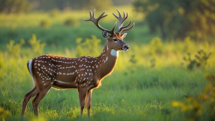 Fototapeta premium Spotted Male Deer in Tiger Reserve
