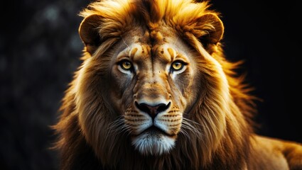 Fototapeta premium Male Lion with a deep, soul-searching gaze