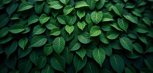 Obraz premium A close up view of a large group of green leaves.