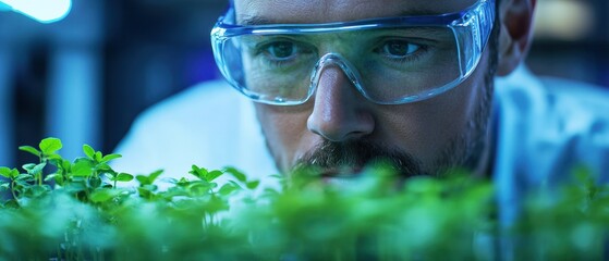 Observing plant growth in controlled environment indoor laboratory scientific research educational setting close-up botany innovation