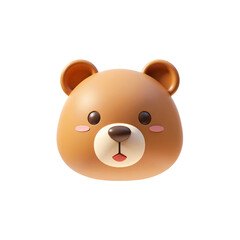 Obraz premium Cute Bear Head 3D Render Icon Illustration Cute Cartoon Style Isolated on Transparent