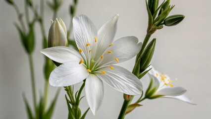Fototapeta premium Close-up of a beautiful white daisy with buds
