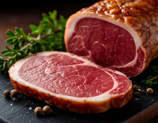 Obraz premium Marinated baked meat, generated by AI