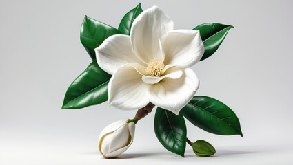 Obraz premium Gardenia blossoms on a white backdrop