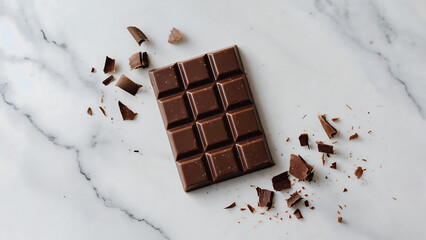 Dark chocolate bar on marble