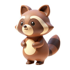 Raccoon Full Body Animal Character 3D Render Icon Illustration Cute Cartoon Style on Isolated