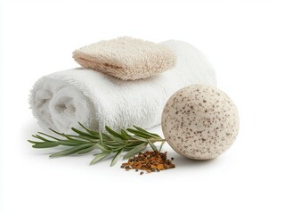 Spa essentials bundle like bath bomb, isolated, transparent background