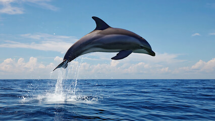 Dolphin leaping from ocean