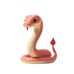 Fototapeta premium Cobra Snake Full Body 3D Render Icon Illustration with Cute Cartoon Style Isolated on White