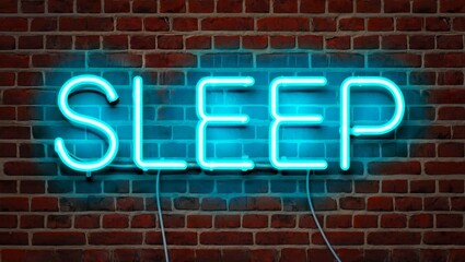 Obraz premium SLEEP - fluorescent Neon tube Sign on brickwork.